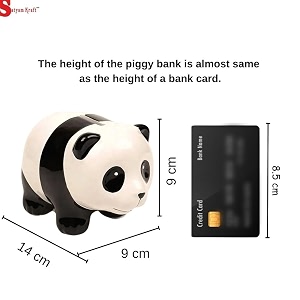 satyam kraft 1 piece polyresin piggy bank kids coin box gullak coin holder showpiece for rupees saving coin storage box for girl boy adults-money kilona atm for gifting birthday panda