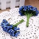 SATYAM KRAFT 12 Bunch Artificial Pollen Flower Perfect for Tiara, Jewelry and DIY Making Flowers for Bouquet, Hamper, Trousseau Decoration Items, Christmas(12 Bunch of 12 Pollen Each)(Blue)