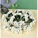SATYAM KRAFT 12 Bunch Artificial Pollen Flower Perfect for Tiara, Jewelry and DIY Flowers for Bouquet, Hamper, Trousseau Decoration Diwali Items (12 Bunch of 12 Pollen Each)(Off White)
