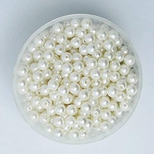 satyam kraft 1200 pcs white artificial pearl beads 4mm  loose pearl moti beads making kit for diy jewelry craft hand work sewing beading embroidery scrapbooking art decoration gift packing decor