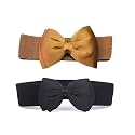 SATYAM KRAFT 2 Pcs Bowknot Design Women Stretchy Belt for Dress, Saree, Dresses, Jeans | Stylish Stretchable Belt for Ladies, Girls | Western &amp; Traditional Chain Belt | Party Wedding Fashion (Combo 2)