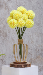 satyam kraft 5 pcs ball flower for decorations wedding decor home decor showpieces yellow chrysanthemum artificial flower 10 cm pack of 5 flower bunch