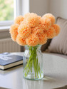 Satyam Kraft 5 Pcs Artificial Chrysanthemum Ball Flowers for Home Decor - Silver Mauve Orange, Green Chrysanthemum Artificial Flower