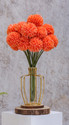 Satyam Kraft 5 Pcs Ball Flower for Decorations, Wedding Decor, Home Decor, Showpieces Orange Chrysanthemum Artificial Flower