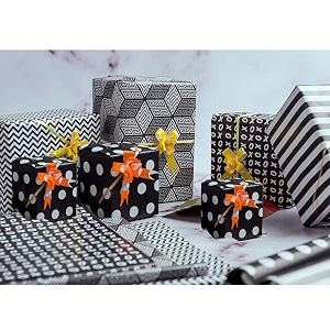 satyam kraft 6 pcs gift wrapping paper with free 6 gift tags for envelope making card making christmas gifts wrapping diy arts and crafts pack of 6 28  19 inchesblack