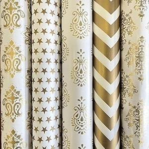 satyam kraft 5 pcs white amp golden premium design gift wrapping paper for himher gift packing sheets decorative romantic gift wrap for birthday anniversary wedding return gifts packaging material