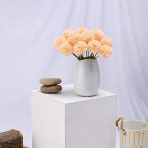 satyam kraft 5 pcs artificial chrysanthemum ball flowers for home decor - offwhite peach pink chrysanthemum artificial flower