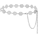 SATYAM KRAFT 1pcs Women's kanduro Adjustable Tassel Hollow Circle Waist Chain Ladies Belts kanduro for Girls, Saree, Western Dress, Gown, Traditional Dress (Silver)