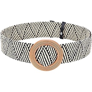satyam kraft women39s elastic stretchy handmade resin round buckle belt skinny waist stylish belt for sareewestern dresstraditional dress wear for valentinepack of 1white and black 1