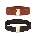 SATYAM KRAFT 2 Pcs Women's Elastic Stretchy Resin Round Buckle Belt Skinny Waist stylish Belt for Girls, Women Saree, Western Dress, Traditional Dress, Long Gown for Valentine(combo)
