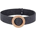 SATYAM KRAFT 1 Pcs Women's Elastic Stretchy Handmade Resin Round Buckle Belt Skinny Waist stylish Belt for Newyear,Girls,WomenSaree,Western Dress,Diwali,Traditional Dress wear for Deepwali(Black)