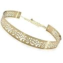 SATYAM KRAFT 1 Pc Women's 3.5 cm Wide Hollow Design Plate Metal Adjustable Ladies Waist Belts kanduro for Girls, Women Saree, Western Dress,Long Gown Dresses,Valentine gifts (Golden) (Pack of 1)