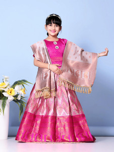 satyamfab indi girls lehenga choli ethnic wear printed lehenga choli and dupatta set pink pack of 1