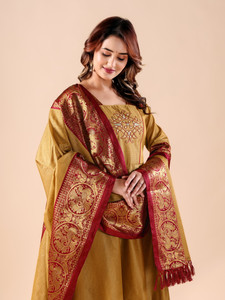 satyamfab Women Woven Design Anarkali Kurta