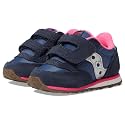 Saucony Originals Jazz Hook &amp; Loop Sneaker (Toddler/Little Kid), Navy/Silver/Pink, 9.5 US Unisex