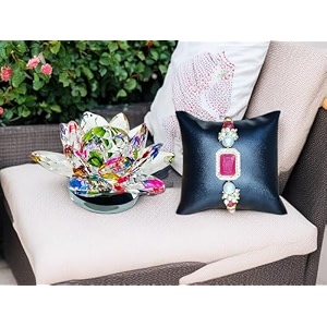 saudeep india feng shui crystal lotus flower vastu item  transparent glass kamal flower for positive energy home decor export quality