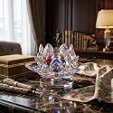 SAUDEEP INDIA Feng Shui Crystal Lotus Flower Vastu Item | Transparent Glass Kamal Flower for Positive Energy Home Decor (Export Quality)