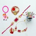 SAUDEEP INDIA Feng Shui Crystal Lotus Idol for Home Decor with Family/Couple Rakhi Set Brother Bhabhi &amp; Kids | Lotus for Vastu Home Decor(Couple Rakhi with Gift Hamper)