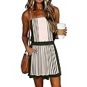 SAUKOLE Summer Dresses for Women Bandeau Strapless Smocked Elastic Waist Sundress Tube Mini Dress with Pockets