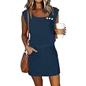 SAUKOLE Summer Dresses for Women Bandeau Strapless Smocked Elastic Waist Sundress Tube Mini Dress with Pockets