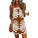 SAUKOLE Summer Dresses for Women Bandeau Strapless Smocked Elastic Waist Sundress Tube Mini Dress with Pockets