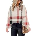 SAUKOLE Womens Sweaters Batwing Sleeve Side Slit Loose Knit Pullover Tops