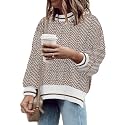 SAUKOLE Womens Sweaters Batwing Sleeve Side Slit Loose Knit Pullover Tops