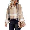SAUKOLE Womens Sweaters Batwing Sleeve Side Slit Loose Knit Pullover Tops