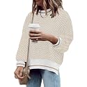 SAUKOLE Womens Sweaters Batwing Sleeve Side Slit Loose Knit Pullover Tops