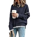 SAUKOLE Womens Sweaters Batwing Sleeve Side Slit Loose Knit Pullover Tops