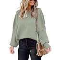 SAUKOLE Womens Sweaters Batwing Sleeve Side Slit Loose Knit Pullover Tops