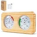 Sauna Thermometer and Hygrometer Dual Dial Wooden Sauna Temp Gauge