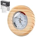 Sauna Thermometer and Hygrometer Round Wood Sauna Temperature Gauge