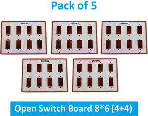 sauran pack of 5 open switch board 86 44 plastic h072 osb313 wall plate brown