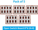 Sauran Pack of 5 Open Switch Board 8*6 (4+4) Plastic H072 OSB31.3 Wall Plate (Brown)