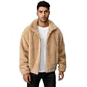 BE SAVAGE Solid Sherpa Oversized Jacket Woolen