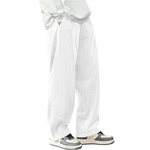 SAVAYO Mens Baggy Cotton Rib Trousers