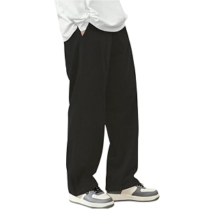 SAVAYO Mens Baggy Cotton Rib Trousers