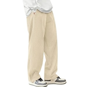 SAVAYO Mens Baggy Cotton Rib Trousers