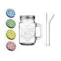 SAVE Mason Jar With Stainless Steel Straw