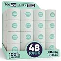 Save Trees Bamboo Toilet Paper - 48 Rolls Of Septic Safe Organic Toilet Paper- 3-ply, 300 Sheets Per Roll - PFAs Free, FSC Certified, Plastic &amp; Chemical Free - For Home, Boat &amp; RV Use