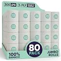 Save Trees Bamboo Toilet Paper -80 Rolls Of Septic Safe Organic Toilet Paper - 3-ply, 300 Sheets Per Roll - PFAs Free, FSC Certified, Plastic &amp; Chemical Free -For Home, Boat&amp; RV Use