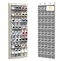 SAVERHO 40 Large Pockets Over the Door Shoe Organizer,Space-Saving Mesh Hanging Shoe Rack for Door Shoe Holder Large Size 76.4" x 27.5" Ideal for Closet &amp; Door Storage (Grey)