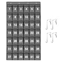 SAVERHO 42 Pockets Numbered Classroom Pocket Chart for Cell Phones, Hanging Pocket Chart Storage for Classroom Phone Calculator Holder with 4 Hooks and 42 Clear Numbers Printing (Grey-42pockets)