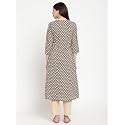 SAVI Beige and Black Cotton Printed Flared