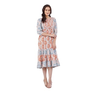 SAVI Womens Cotton Printed Fit Flare