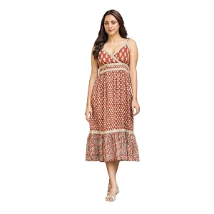 SAVI Womens Cotton Printed Midi Dress