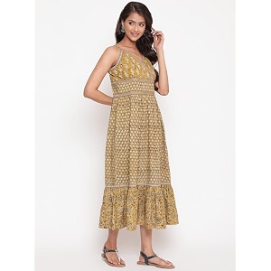 SAVI Womens Cotton Printed Midi Dress