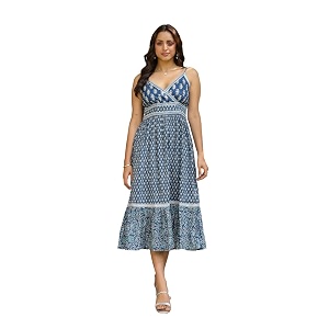 SAVI Womens Cotton Printed Midi Dress