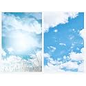 1 Sheet 2 in 1 3D Flat Lay Tabletop Double-Sided Photography Backdrop Photo Studio Flatlay Background PVC Wrinkle-Free for Small Product Shoot (Clouds &amp; Sunshine)